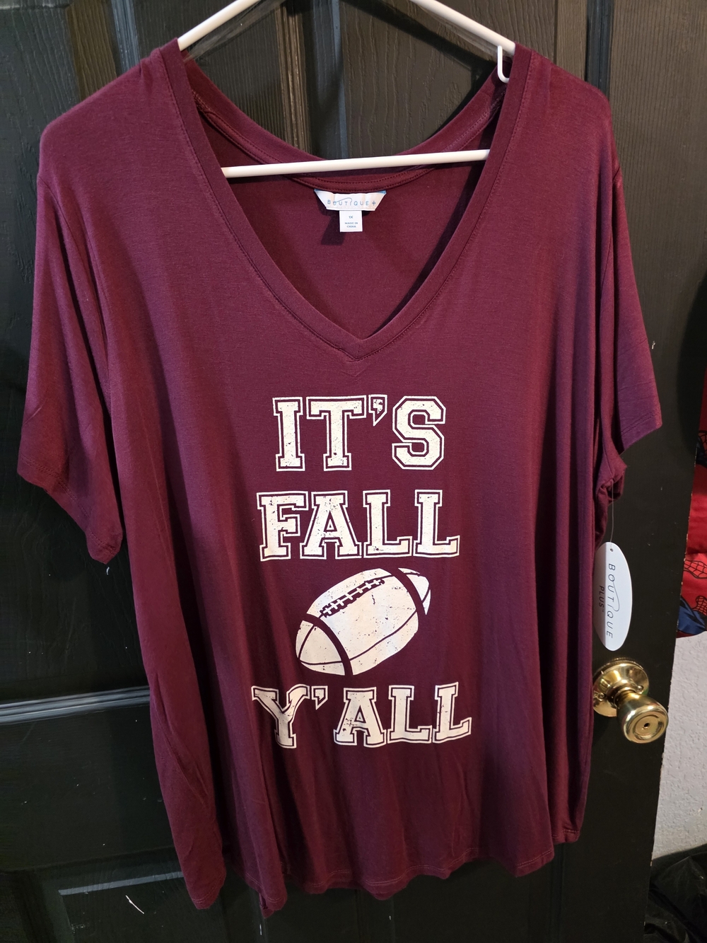 Women's Maroon 'It's Fall Y'all' V-Neck Tee